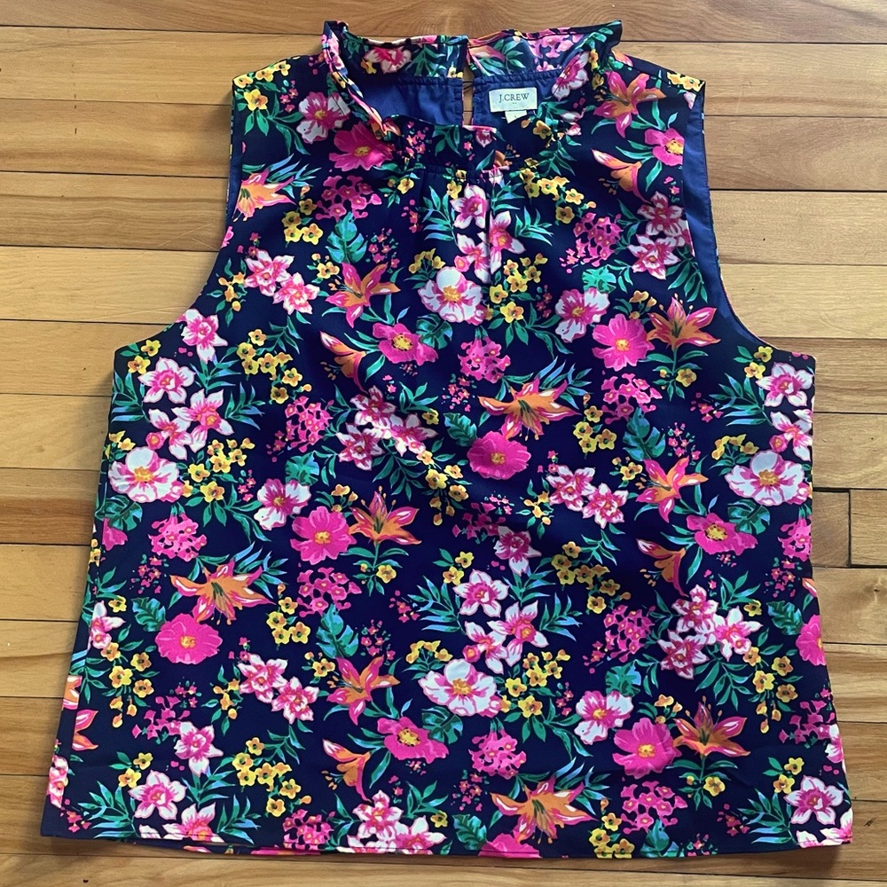 J. Crew Floral Sleeveless Blouse
